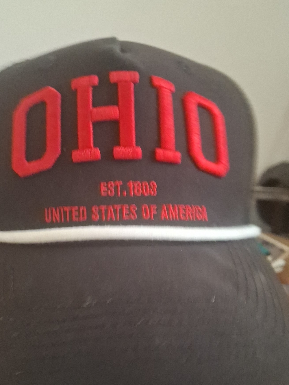 Ohio Embroidered Baseball Cap - Black and Red